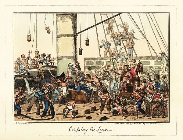 The Crossing the Line ceremony, Napoleonic era, 1836 (lithograph)