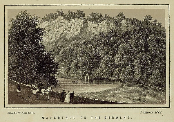 Derby and region: Waterfall on the Derwent (litho)