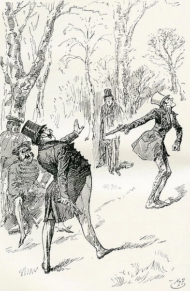 The Duel After the Ball. ' Mr. Winkle's eyes being closed, prevented his observing the very extraordinary and unaccountable demeanour of Doctor Slammer