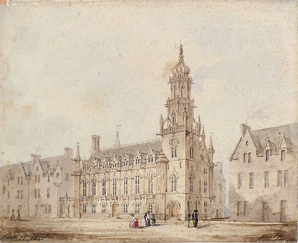 The Dundee Royal Exchange with Tower and Crown: First Drawing, 1851 (w  /  c)