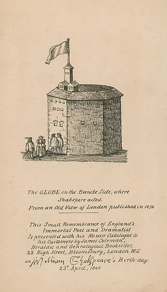 The Globe, Bankside, London, based on an old view of London published in 1579 (engraving)