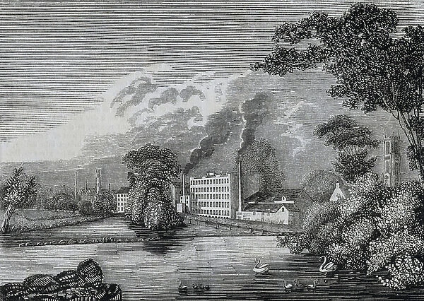 Lombe's silk mill, Derby, First water-powered textile mill in Britain c1720
