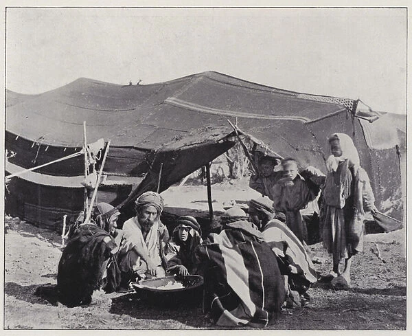 Moabiton types, Bedouins at meals (b  /  w photo)