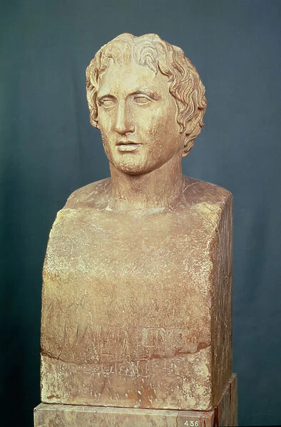 Portrait bust of Alexander the Great (356-323 BC) known as the Azara herm