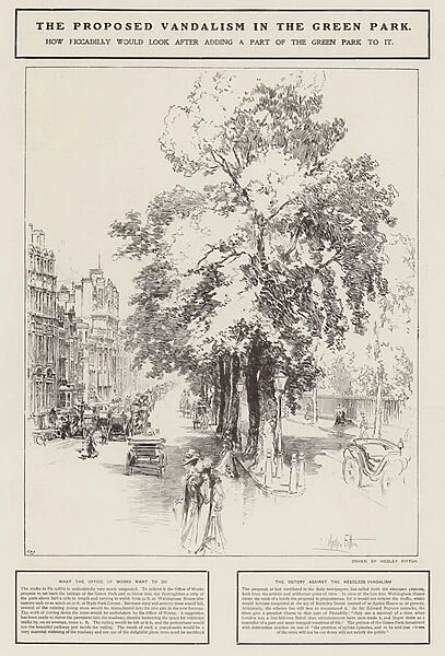 The proposed vandalism in the Green Park, London (litho)