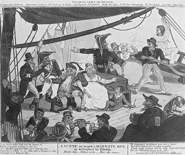 A Scene on board a Margate Hoy, as described by Dibdin, 1804 (hand-coloured etching)