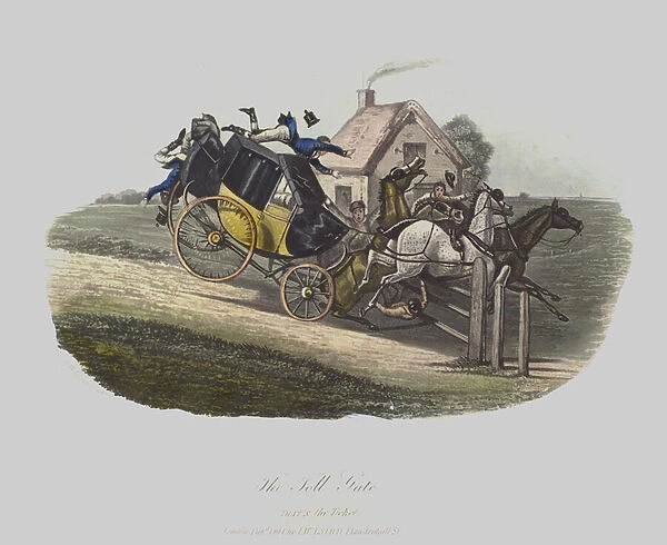 The Toll Gate (coloured engraving)