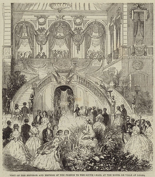 Visit of the Emperor and Empress of the French to the South, Ball at the Hotel de Ville at Lyons (engraving)
