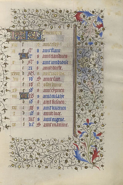 Calendar Page Paris France 1415 1420 Tempera colors