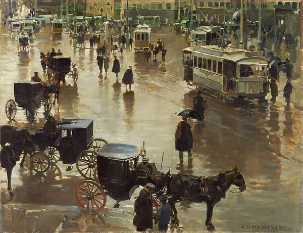 La Puerta del Sol, Madrid. Artist: Martinez Cubells, Enrique (1874-1947)
