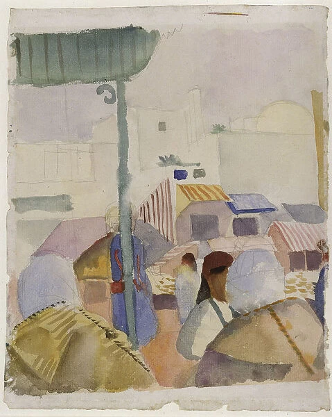 Market in Tunis II, 1914. Artist: Macke, August (1887-1914)