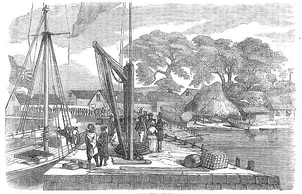 Matacong, on the West Coast of Africa - the Pier, Warehouses, etc. 1854. Creator: Unknown