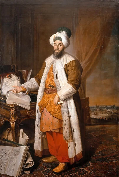 Portrait of Mehemet Said Pacha, Bey of Rumelia, special ambassador of the ottoman Sultan Mahmoud I i Artist: Aved, Jacques-Andre Joseph (1702-1766)