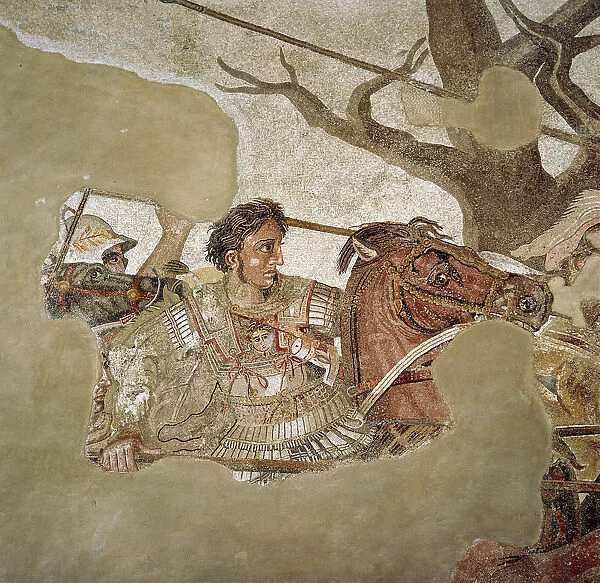 Roman mosaic of Alexander the Great at the Battle of Issus, Pompeii, Italy, (1st century AD)