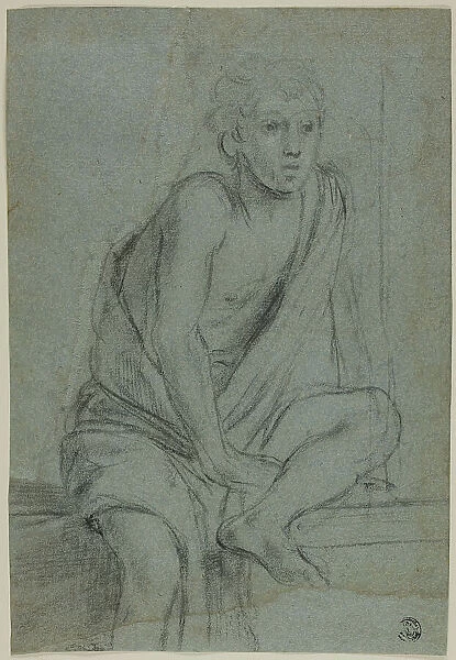Seated Youth: Study for Flagellation of Saint Andrew, c.1608. Creator: Domenichino