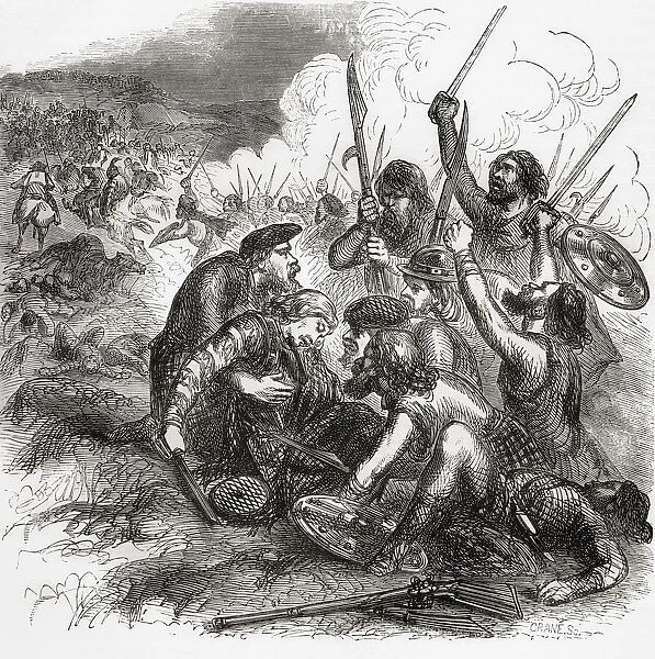 The death of Dundee at the Battle of Killiekrankie, 1689. John Graham of Claverhouse, 1st Viscount Dundee, 1648 -1689, aka 7th Laird of Claverhouse until raised to the viscountcy in 1688. Scottish soldier and nobleman, a Tory and an Episcopalian. From Cassells Illustrated History of England, published c. 1890