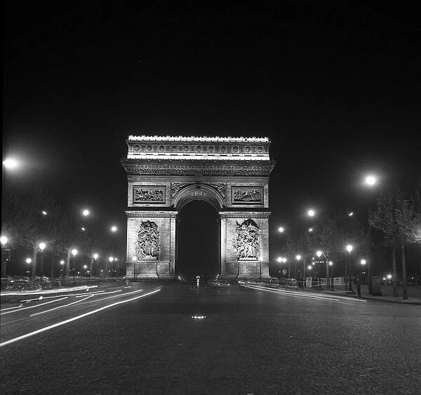 Arc De Triomphe by night Paris May 1960