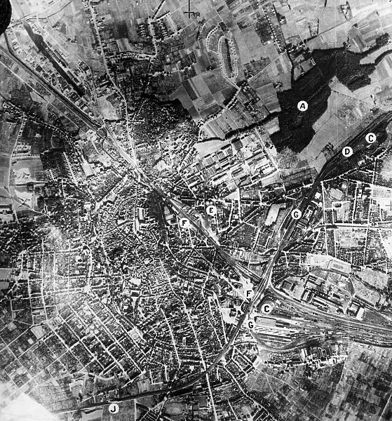 Reconnaissance photo taken by the RAF over the industrial town of Osnabruck, Germany