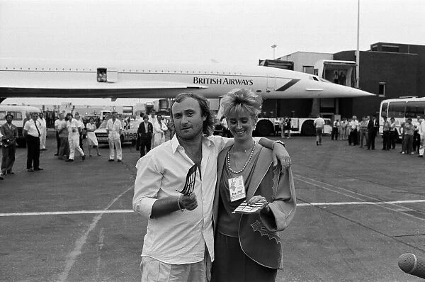 Singer Phil Collins & wife Jill Travelman at London Heathrow Airport