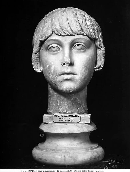 Bust of a Roman girl, preserved in the National Museum of Rome, at the Baths of Diocletian, Rome