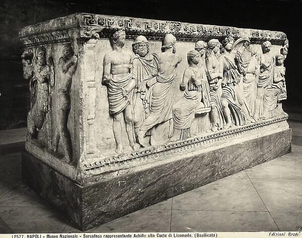 Sarcophagus from Atella, with the myth of the refinding of Achilles at Sciro with the daughters of Licomedes. National Archaeological Museum of Naples