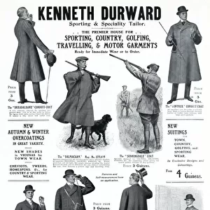 Advert for Kenneth Durward mens sporting coats 1908