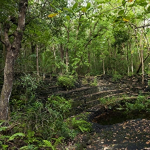 Amphitheatre-like structure built of black basalt