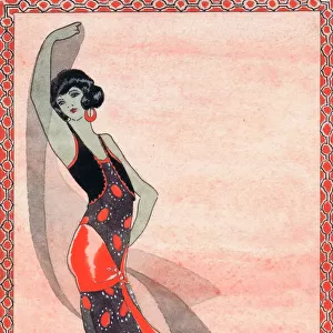 Art deco illustration for oriental dancer, 1920s
