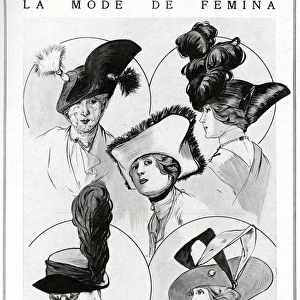 Edwardian women in tricorne and bicorne hats 1912