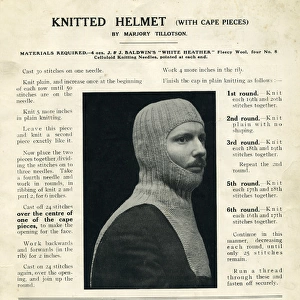 Knitted helmet, WW1 knitting, comforts for soldiers