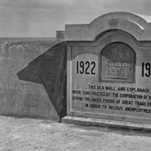 Memorial stone, sea wall, Kirkcaldy, Fife, Scotland
