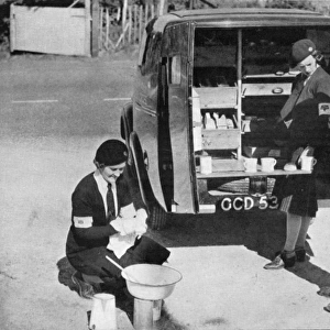 Soldier Given Tea from a Mobile Canteen