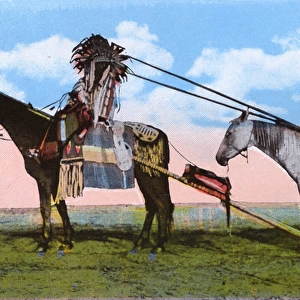 Western Canada - Indian Squaw with Travois
