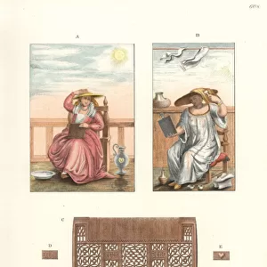 Women of Venice dying their hair using a solana