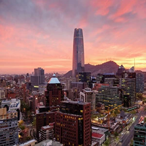 Skyline of Santiago with the Gran Torre, Santiago, Chile, South America
