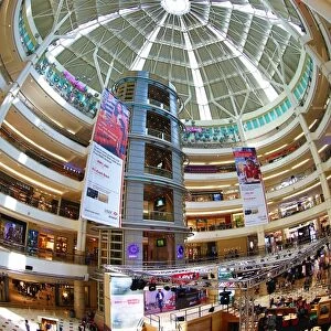 Shops and ceiling at Suria KLCC city centre shopping mall in Kuala Lumpur, Malaysia