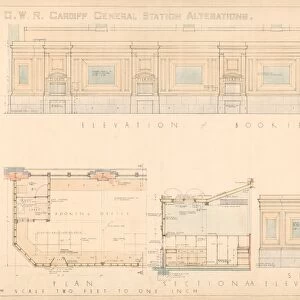 Cardiff Central Station. Great Western Railway. Cardiff Central Station Alterations Drawing No. 8. 2 May 1933