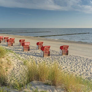 Beach chairs at beach, Kosserow, Usedom Island, Baltic Sea, Mecklenburg-Western Pomerania