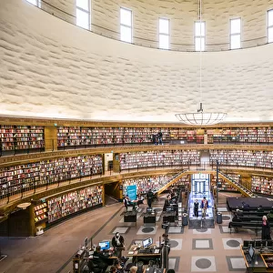 Sweden, Stockholm, City Library, circular interior by architect Erik Gunnar Asplund