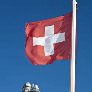 Swiss Flag & Sphinx Observatory, Jungfraujoch, Top of Europe, Grindelwald, Bernese