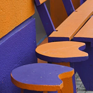 Uruguay, Colonia del Sacramento, cafe seating, Calle Collegio