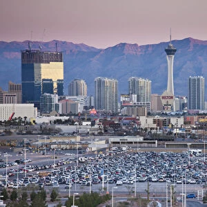 USA, Nevada, Las Vegas, The Strip, view of The Strip from McCarran International Airport