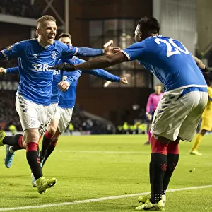 Rangers Celebrate Steven Davis's Game-Winning Goal Against FC Porto in Europa League at Ibrox Stadium (2-0)