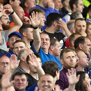 Rangers Fans at Pittodrie Stadium: A Passionate Display of Support during Aberdeen vs Rangers (Ladbrokes Premiership)