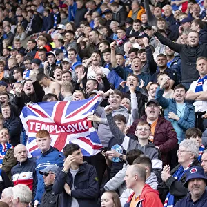 Rangers Fans Unyielding Roar: A Sea of Passion at Rugby Park during Kilmarnock vs Rangers (Scottish Premiership, Scottish Cup Winners 2003)