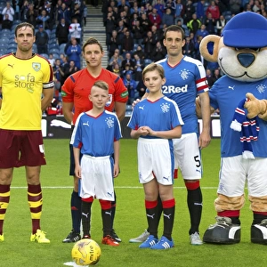 Rangers FC: Lee Wallace and Mascots Celebrating Scottish Cup Victory at Pre-Season Friendly vs Burnley, Ibrox Stadium (2003)