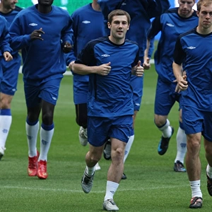 Rangers FC at Manchester City Stadium: Kevin Thomson's Focused Training Session during the 2008 UEFA Cup Final