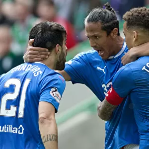 Rangers Football Club: Bruno Alves's Thrilling Goal and Victory Celebration with Team Mates (Ladbrokes Premiership)