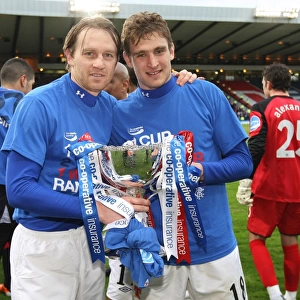 Rangers Football Club: Sasa Papac and Nikica Jelavic Celebrate Co-operative Cup Victory (2011)