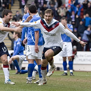Rangers Jelavic and Healy: Celebrating Goal Number 9 in Clydesdale Bank Scottish Premier League (1-2 vs St Johnstone)